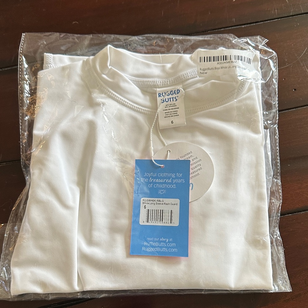 Rugged Butts Size 6 White Rash Guard Shirt